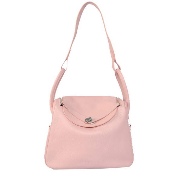 High Quality Replica Hermes Lindy 30CM Havanne Handbags 1057 Pink Leather Silver Hardware - Click Image to Close